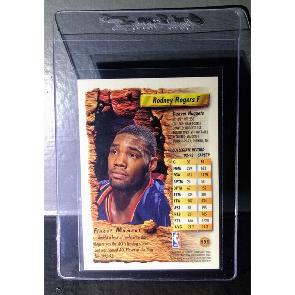 1993-94 Topps Finest Rodney Rogers #131 Rookie Basketball Card - Picture 2 of 2